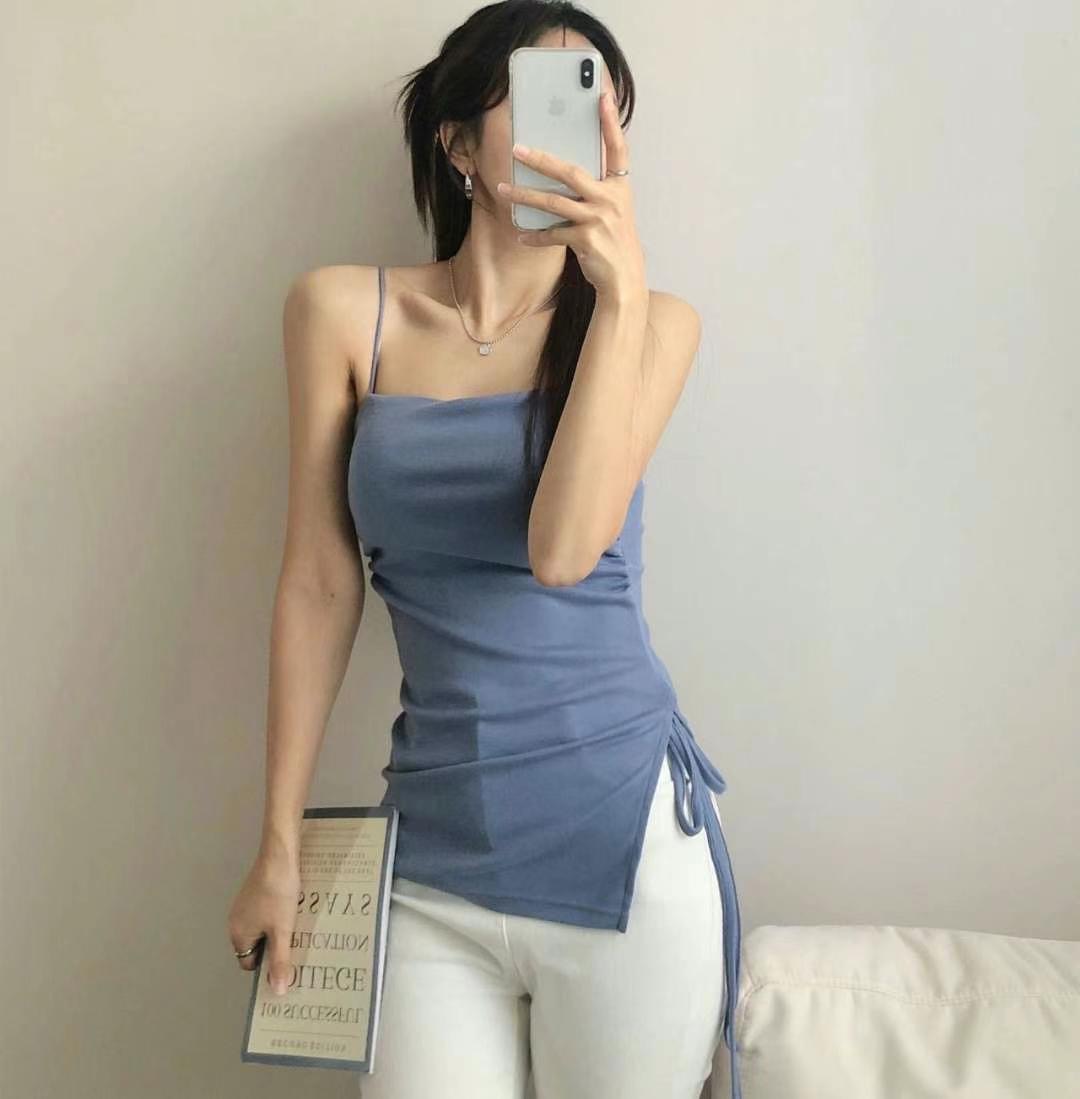PUDDING東大門㊣直郵女士新品休閑時尚職業熱賣25春夏吊帶背心PUDDING吊帶/背心圖色3