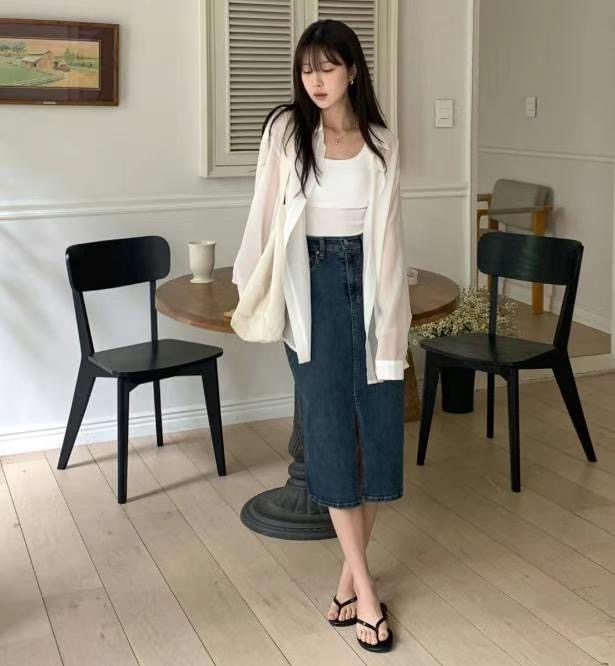 BEE韓國直郵㊣女裝新款25春夏休閑推薦職業時尚半身裙中短裙BEE半身裙/中短裙