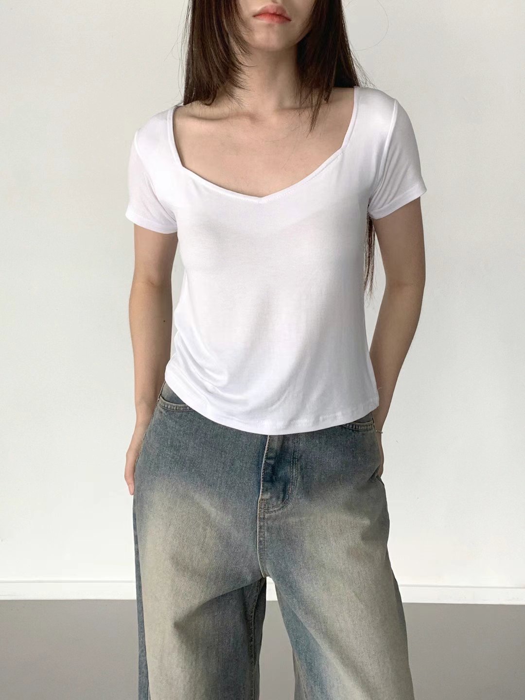 QUEENS MADE韓國代購㊣女士新品職業時尚人氣真品休閑熱賣T恤QUEENS MADET恤圖色1