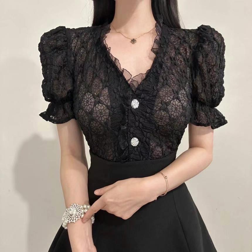 SUGAR-슈가-T東大門㊣代購女裝新品人氣時尚25春夏襯衫蕾絲衫SUGAR襯衫/蕾絲衫