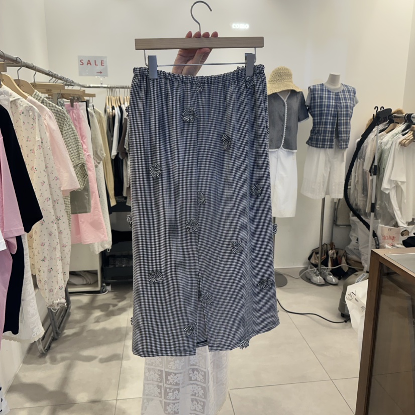 TAN&COMO東大門㊣實拍女裝新品真品時尚職業休閑長裙格紋tan-COMO長裙