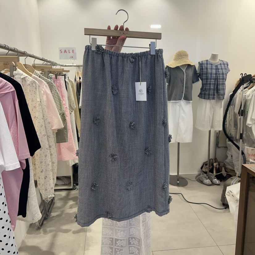 TAN&COMO東大門㊣實拍女裝新品真品時尚職業休閑長裙格紋tan-COMO長裙