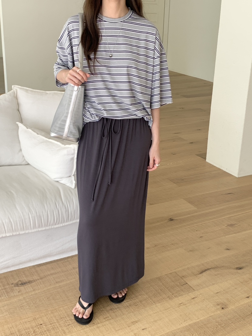 PLANTS ON GRAY韓國直郵㊣女士新品人氣時尚職業長裙寬松PLANTS ON GRAY長裙
