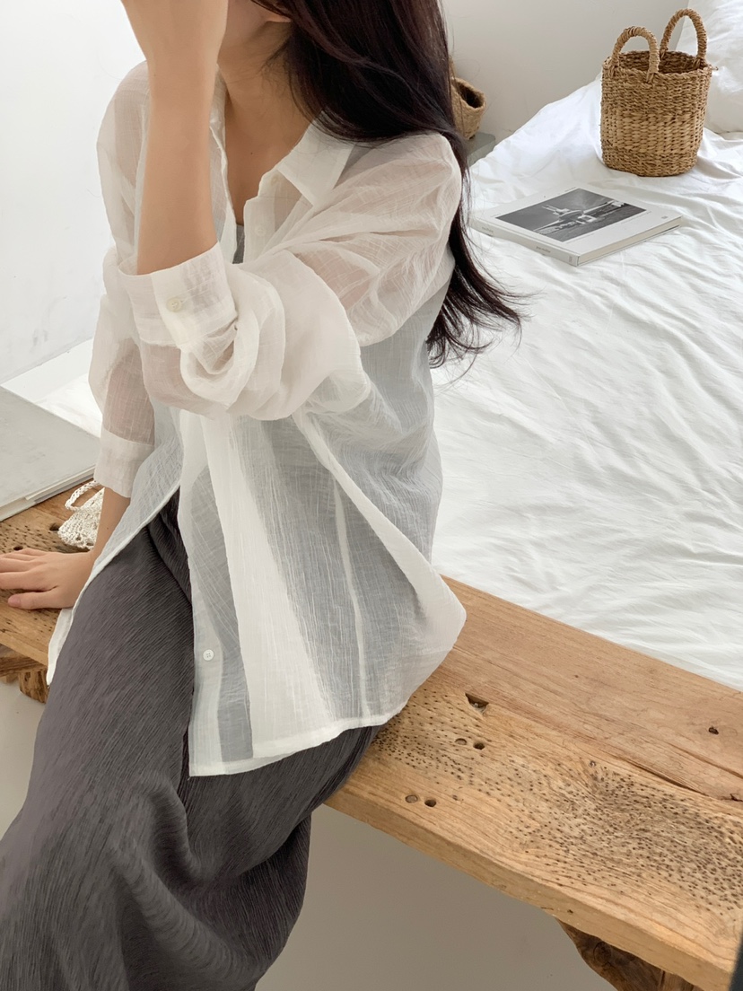 PLANTS ON GRAY東大門㊣直郵女士新品25春夏休閑襯衫蕾絲衫PLANTS ON GRAY襯衫/蕾絲衫