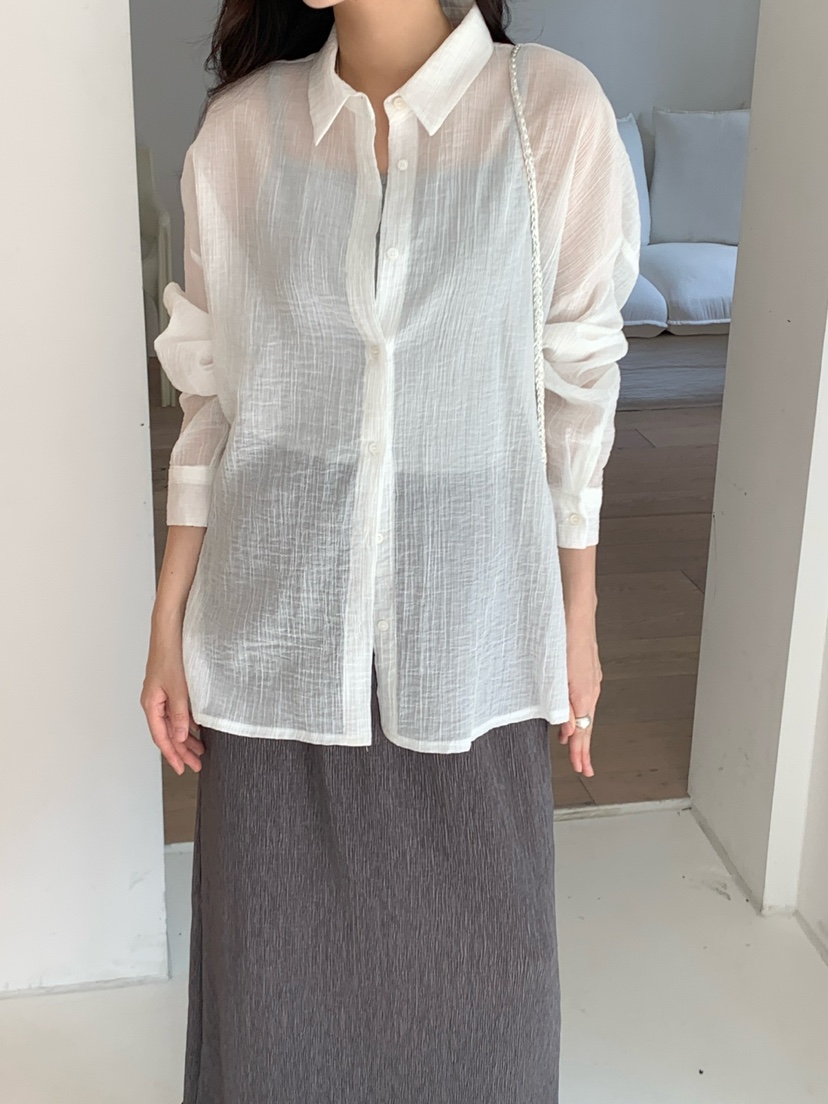PLANTS ON GRAY東大門㊣直郵女士新品25春夏休閑襯衫蕾絲衫PLANTS ON GRAY襯衫/蕾絲衫