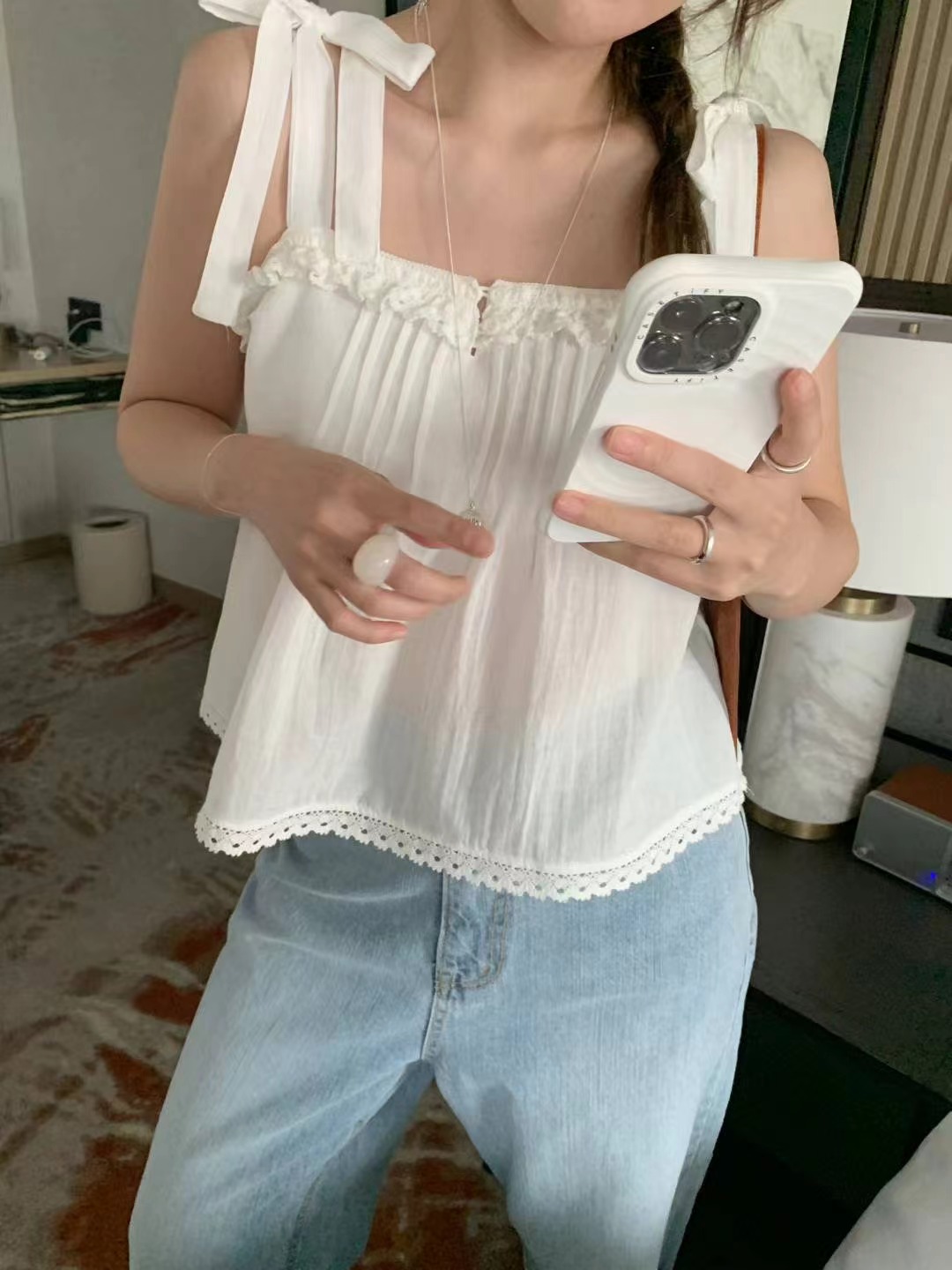 MELLOUNGE-멜라운지-T東大門㊣代購女士新品25春夏吊帶背心緊身MELLOUNGE-T吊帶/背心