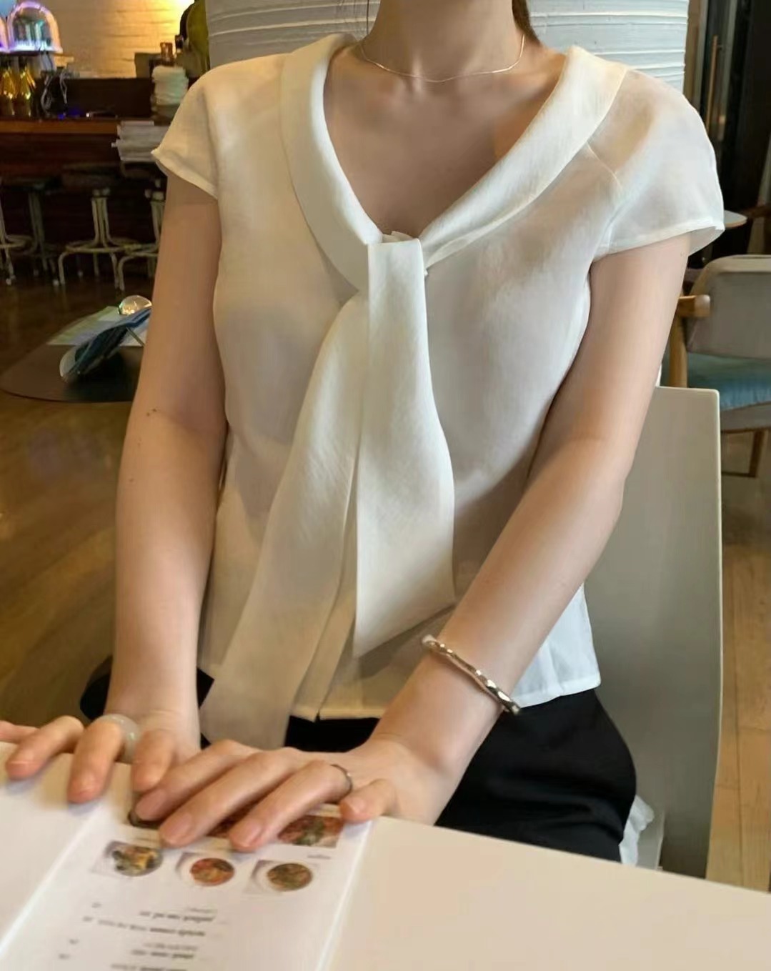 WEARRAW韓國代購㊣女裝新款25春夏職業休閑人氣時尚襯衫蕾絲衫WEARRAW襯衫/蕾絲衫圖色2