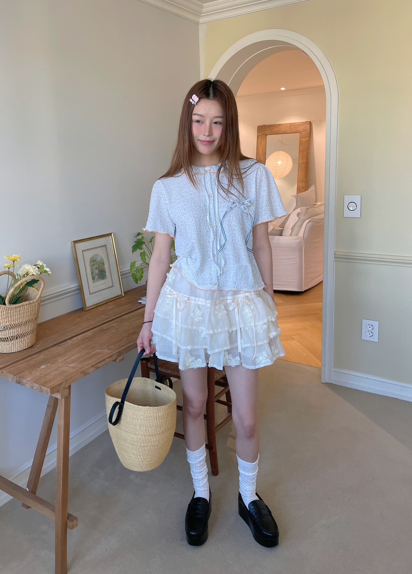 BOUTIQUE-L東大門㊣代購女裝新款熱賣休閑推薦時尚襯衫蕾絲衫BOUTIQUE-L襯衫/蕾絲衫
