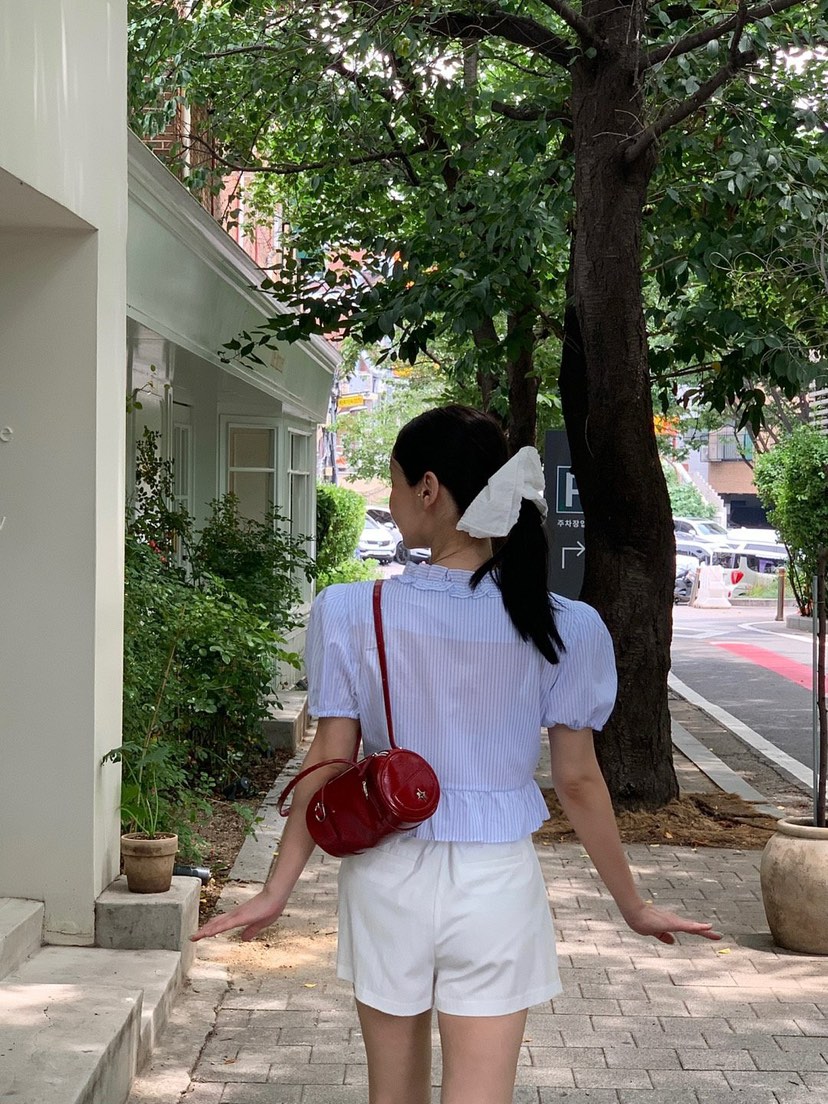 REVE CITE-L東大門㊣代購女裝新品真品襯衫蕾絲衫荷葉邊蝴蝶結REVE CITE襯衫/蕾絲衫