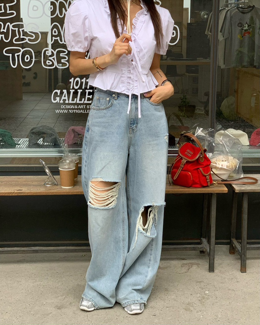 REVE CITE-L東大門㊣代購女裝新品真品襯衫蕾絲衫荷葉邊蝴蝶結REVE CITE襯衫/蕾絲衫