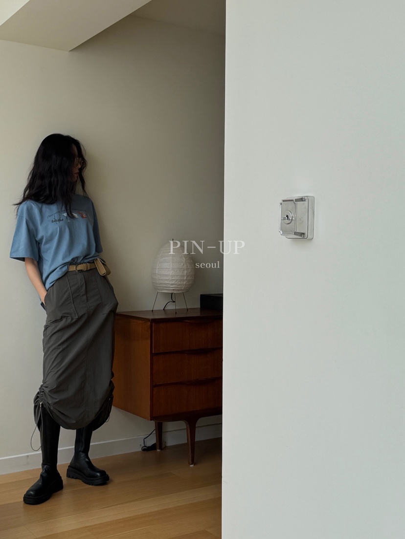 PIN-UP韓國代購㊣女士新品推薦時尚人氣職業熱賣25春夏長裙口袋PIN-UP長裙