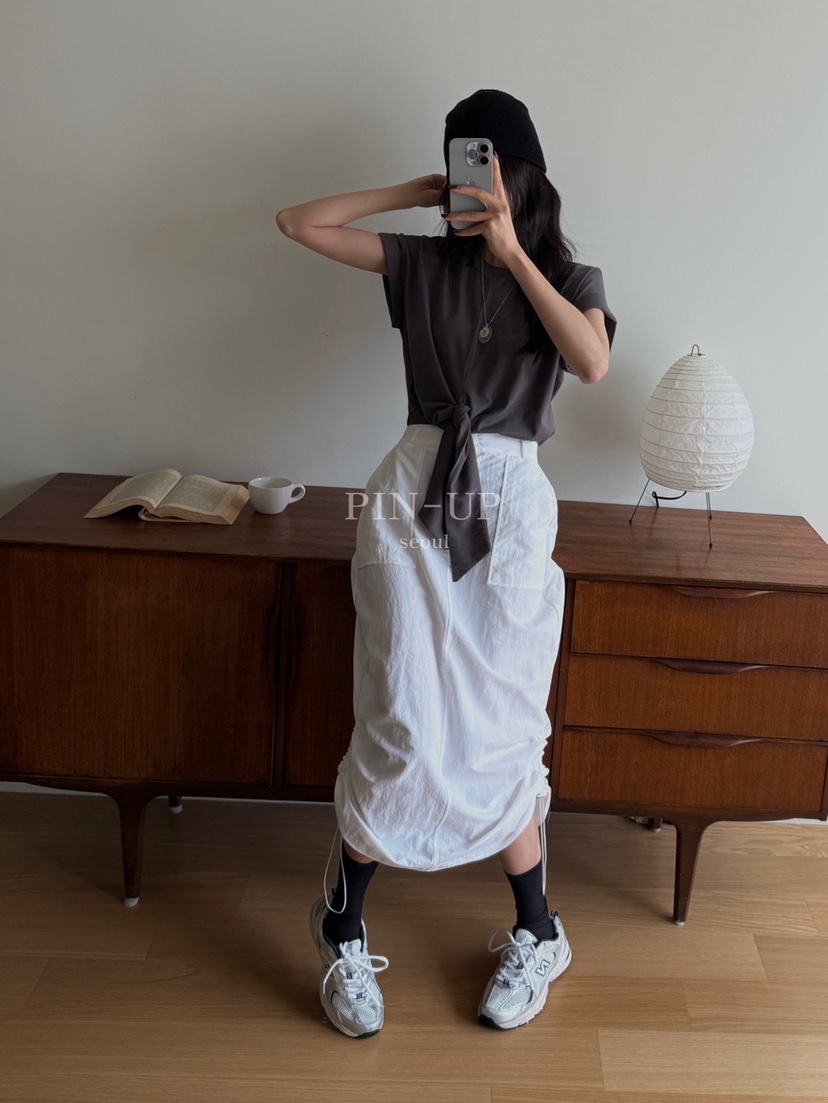 PIN-UP韓國代購㊣女士新品推薦時尚人氣職業熱賣25春夏長裙口袋PIN-UP長裙