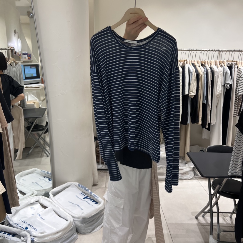 NAVYBURST韓國直郵㊣女裝新品真品職業休閑25春夏長袖T恤亞麻NAVY BURST長袖T恤圖色3