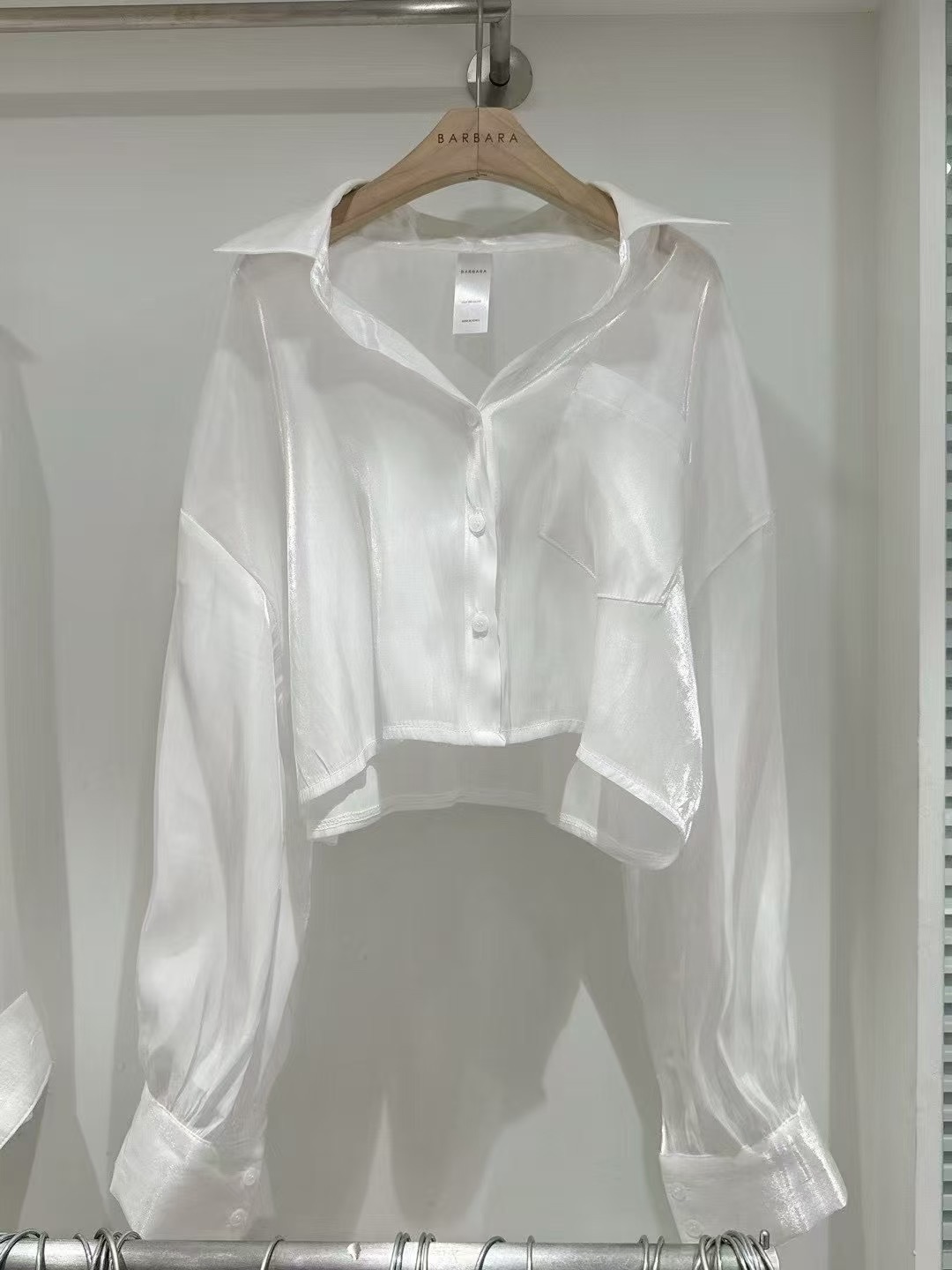 THE BARBARA東大門㊣直郵女士新品推薦休閑襯衫蕾絲衫短款THE BARBARA襯衫/蕾絲衫圖色1