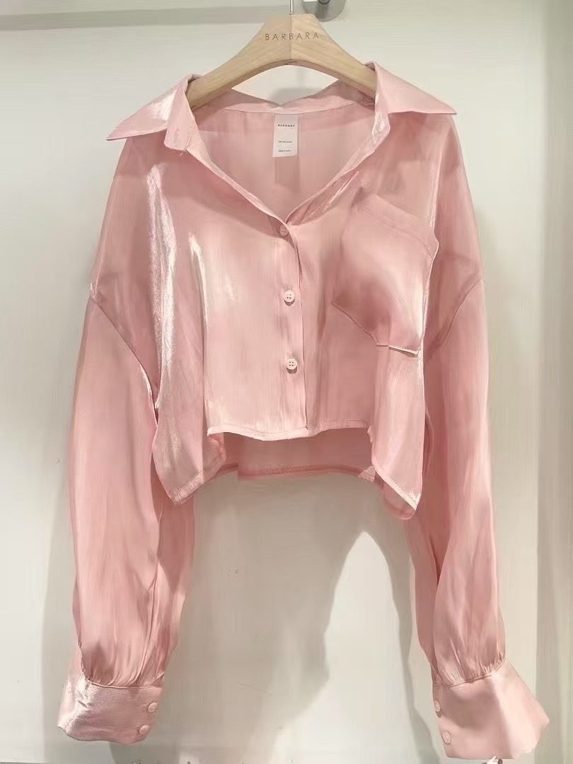 THE BARBARA東大門㊣直郵女士新品推薦休閑襯衫蕾絲衫短款THE BARBARA襯衫/蕾絲衫圖色3
