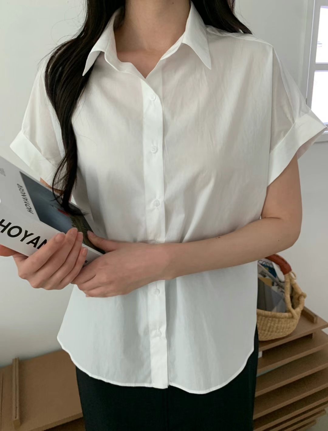 ALLU韓國直郵㊣女裝新品熱賣職業推薦時尚人氣25春夏襯衫蕾絲衫ALLU襯衫/蕾絲衫圖色1