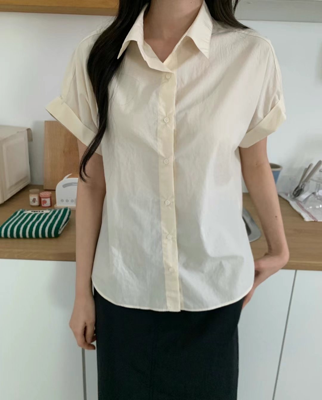 ALLU韓國直郵㊣女裝新品熱賣職業推薦時尚人氣25春夏襯衫蕾絲衫ALLU襯衫/蕾絲衫圖色2