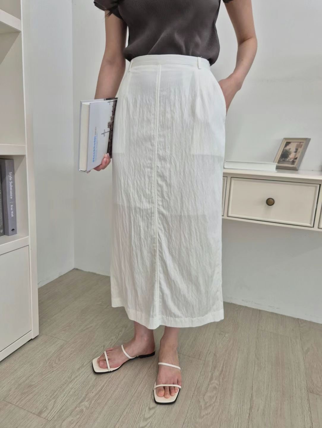 ALLU東大門㊣代購女裝新品職業25春夏時尚熱賣推薦休閑長裙ALLU長裙