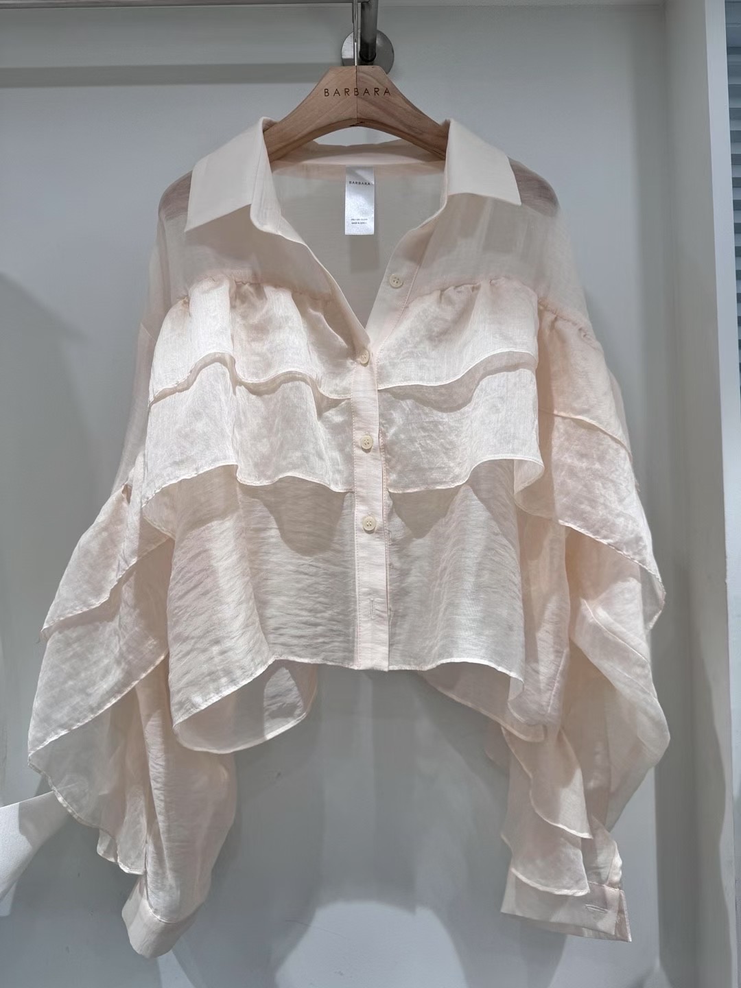 THE BARBARA東大門㊣代購女士新款時尚25春夏襯衫蕾絲衫荷葉邊THE BARBARA襯衫/蕾絲衫圖色2