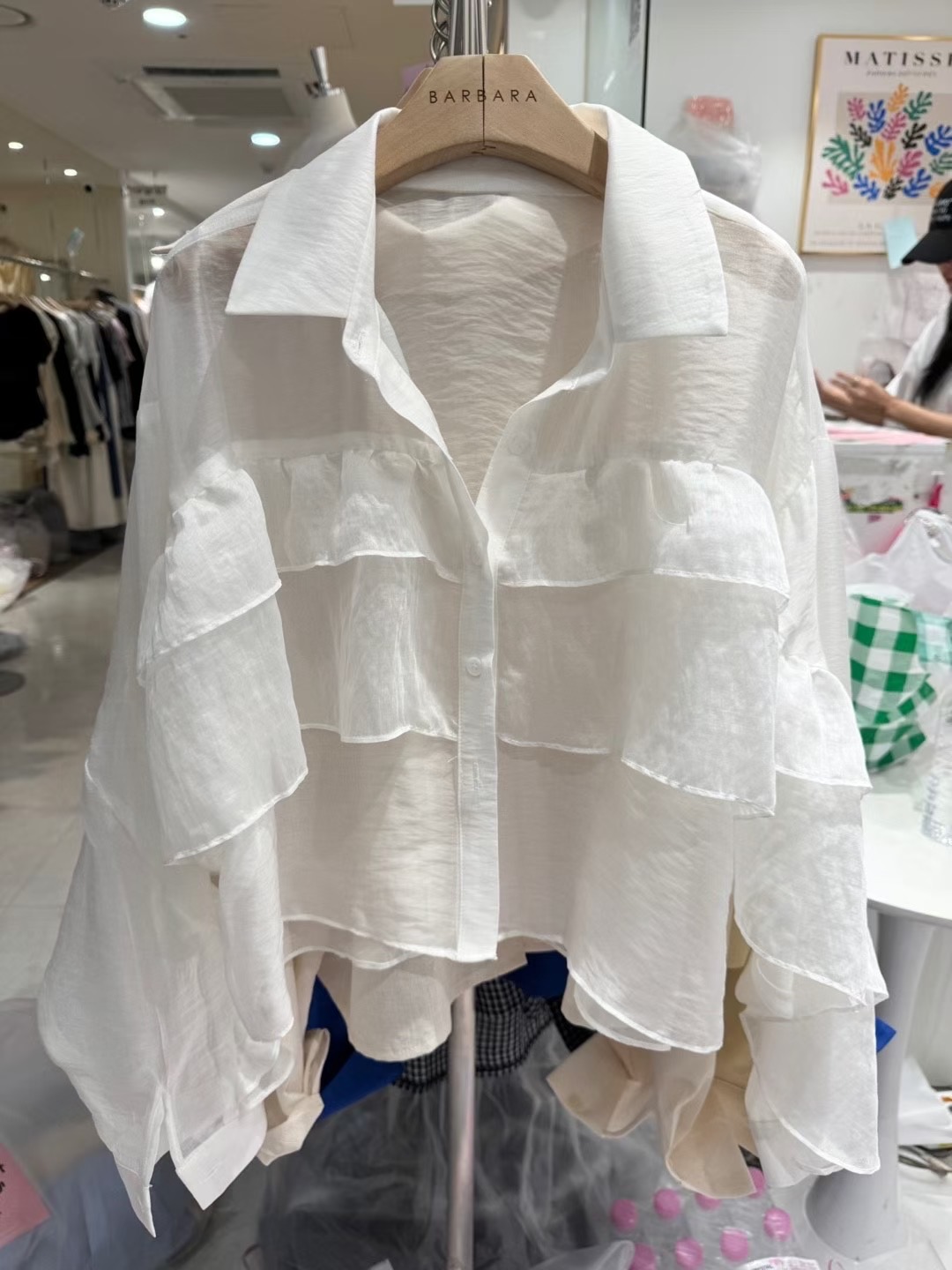 THE BARBARA東大門㊣代購女士新款時尚25春夏襯衫蕾絲衫荷葉邊THE BARBARA襯衫/蕾絲衫圖色3