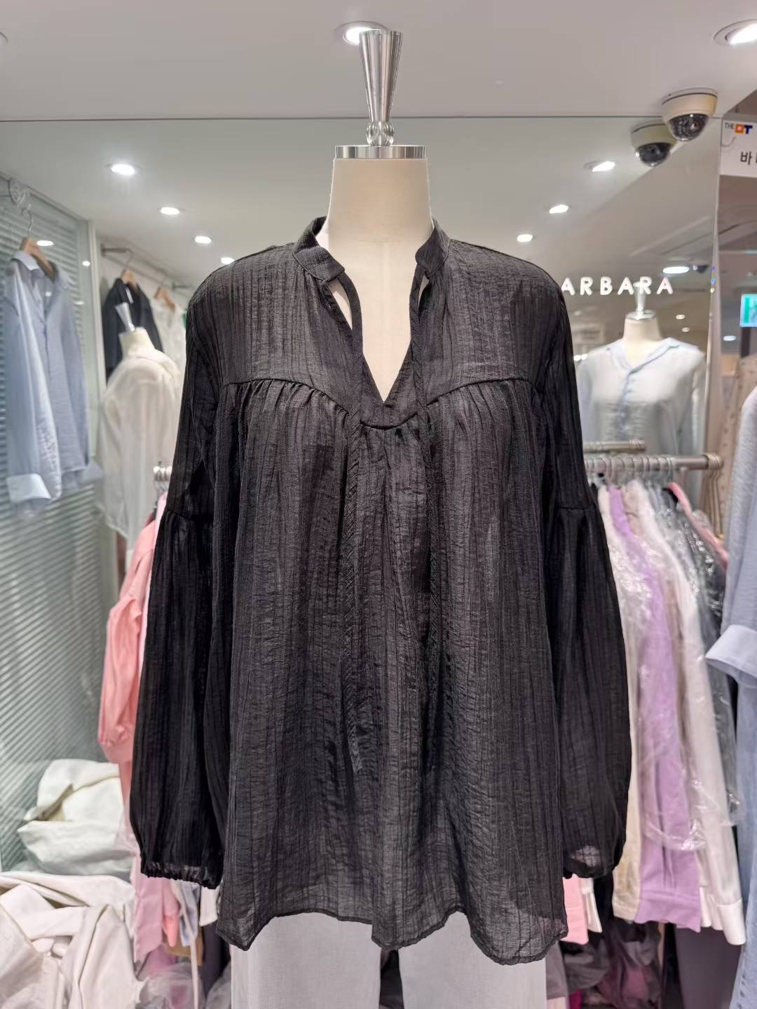 THE BARBARA韓國直郵㊣女裝新款人氣時尚熱賣襯衫蕾絲衫天絲THE BARBARA襯衫/蕾絲衫圖色3