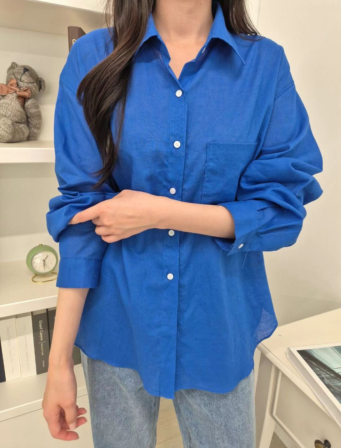 ALLU韓國代購㊣女裝新款職業人氣25春夏熱賣休閑襯衫蕾絲衫ALLU襯衫/蕾絲衫圖色3
