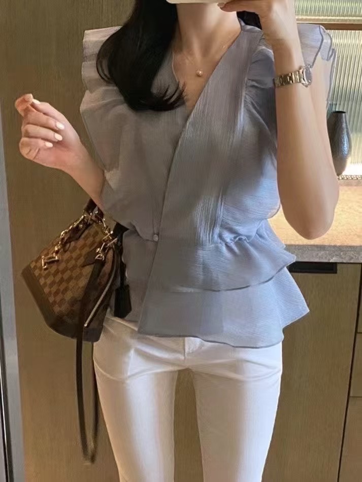 THE BARBARA東大門㊣實拍女士新款時尚休閑25春夏襯衫蕾絲衫THE BARBARA襯衫/蕾絲衫