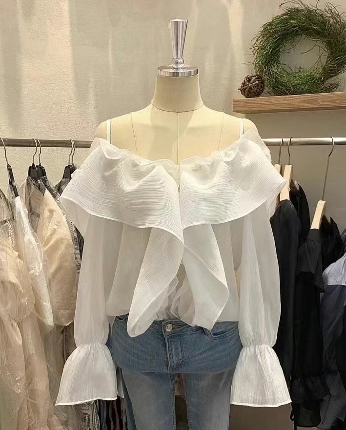 THE BARBARA東大門㊣代購女裝新品推薦25春夏職業襯衫蕾絲衫THE BARBARA襯衫/蕾絲衫圖色3