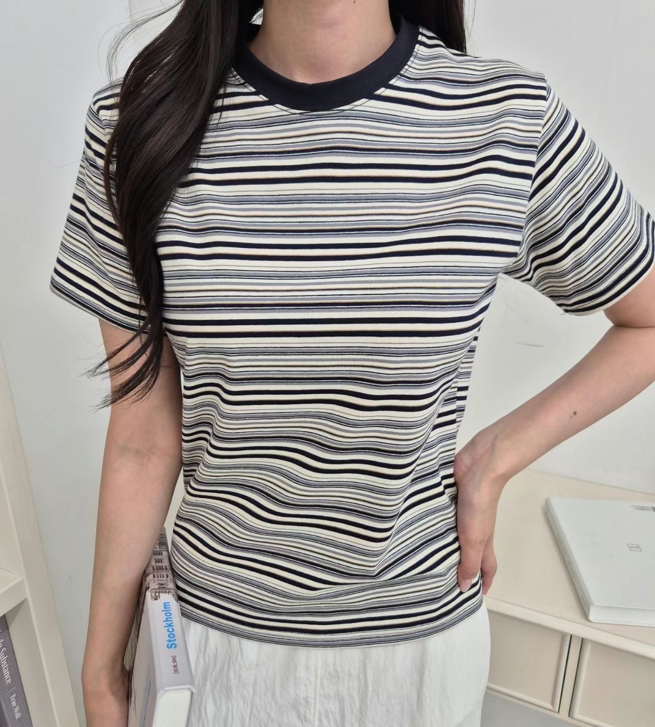 ALLU韓國代購㊣女裝新款時尚職業推薦休閑熱賣25春夏人氣T恤ALLUT恤圖色2