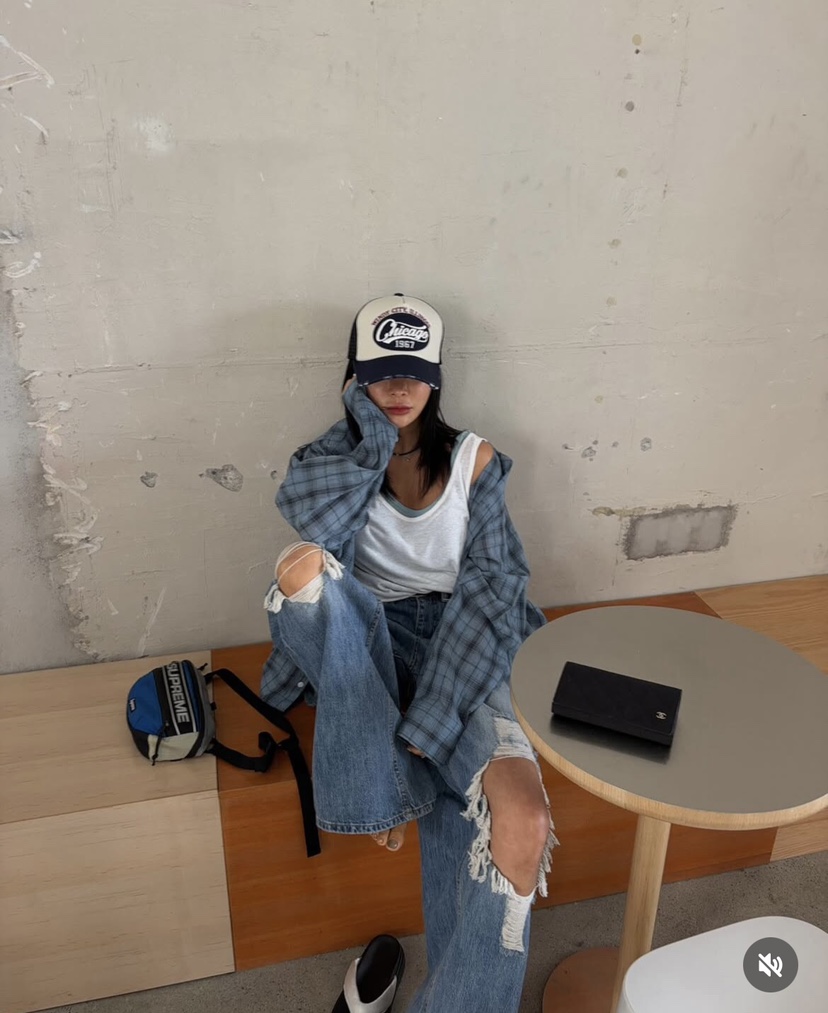 PAIRING東大門㊣直郵女裝新款熱賣休閑人氣襯衫蕾絲衫格紋寬松PAIRING襯衫/蕾絲衫圖色3
