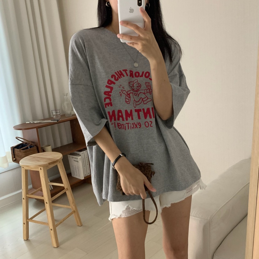 HELLO JINI韓國代購㊣女裝新品推薦人氣休閑熱賣職業時尚T恤HELLO JINIT恤圖色2