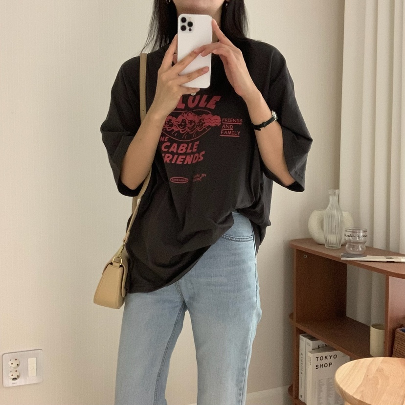 FROMJINI韓國直郵㊣女裝新品熱賣休閑推薦人氣時尚25春夏T恤FROMJINIT恤圖色1