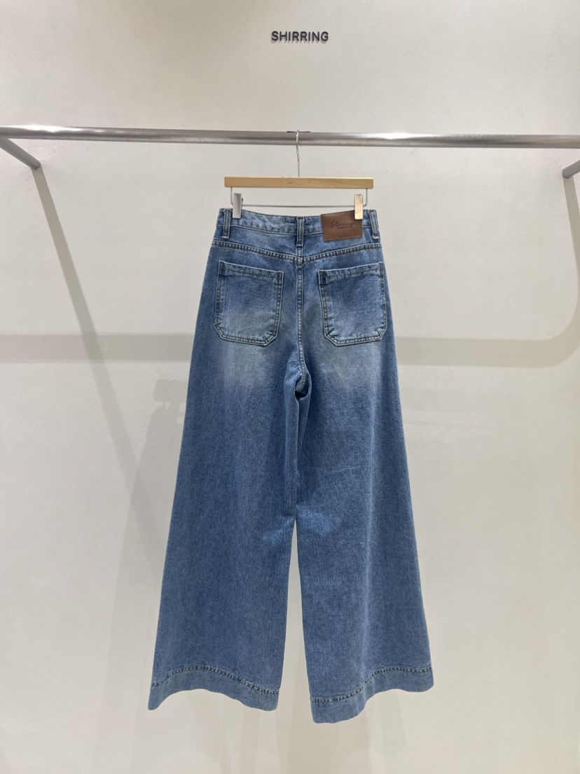 SHIRRING韓國代購㊣女裝新品時尚熱賣人氣推薦休閑牛仔褲打折SHIRRING牛仔褲
