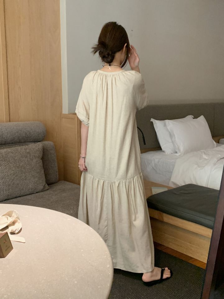 HER東大門㊣實拍女裝新品推薦25春夏時尚休閑人氣連衣裙含腰帶HER連衣裙