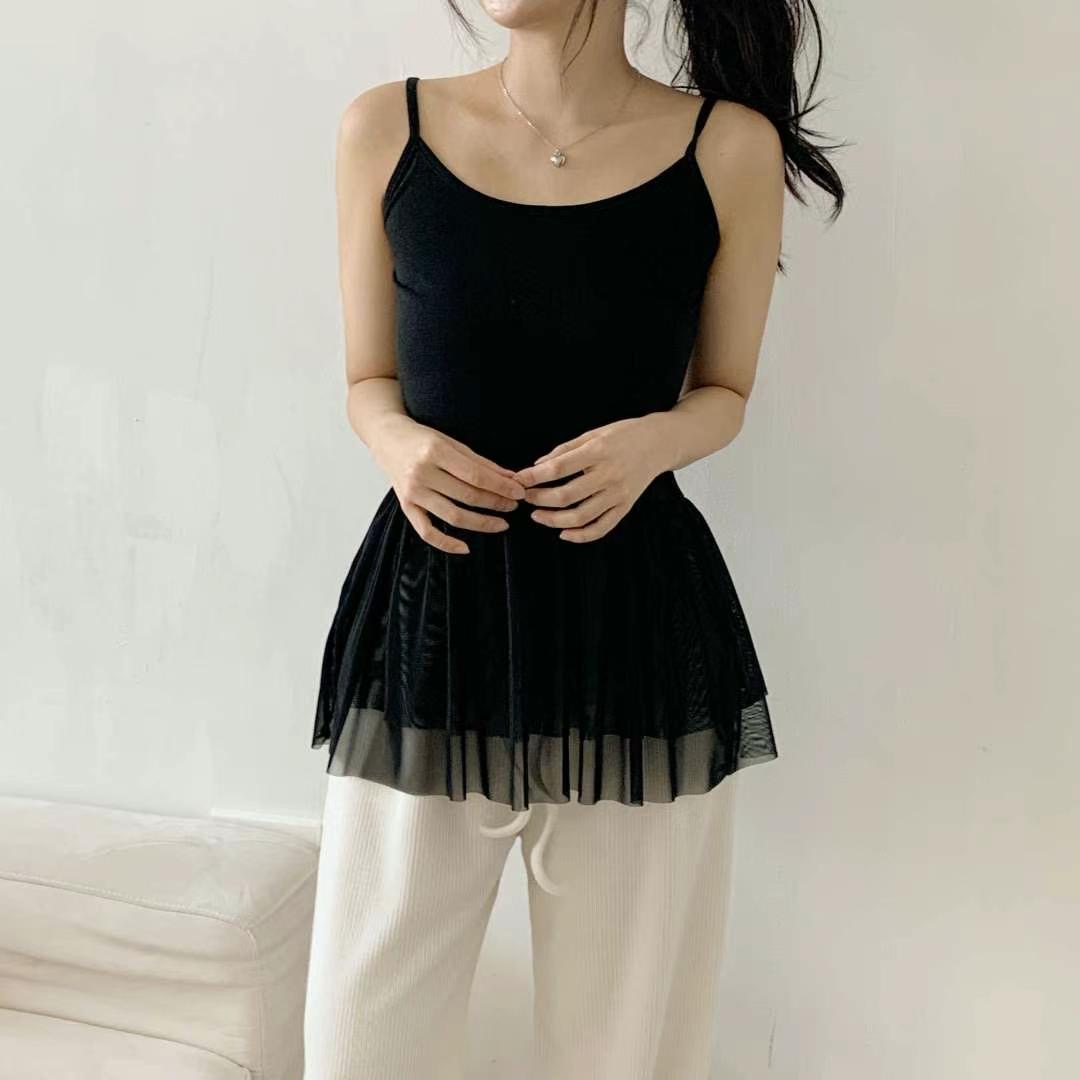 WOO SUNG韓國代購㊣女士新款人氣休閑推薦職業吊帶背心網眼WOO SUNG吊帶/背心圖色2