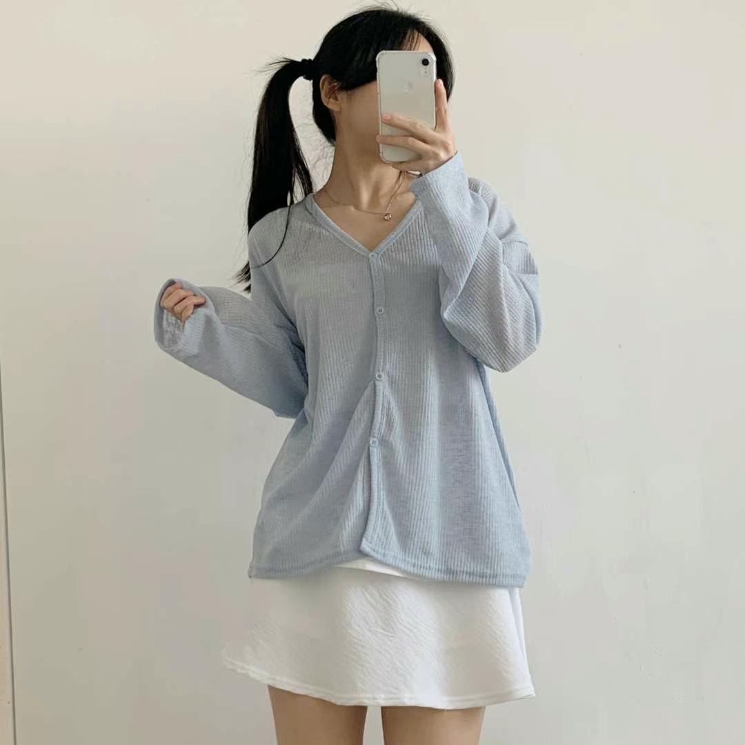 WOO SUNG韓國代購㊣女士新款推薦25春夏時尚針織衫寬松開衫WOO SUNG針織衫圖色3