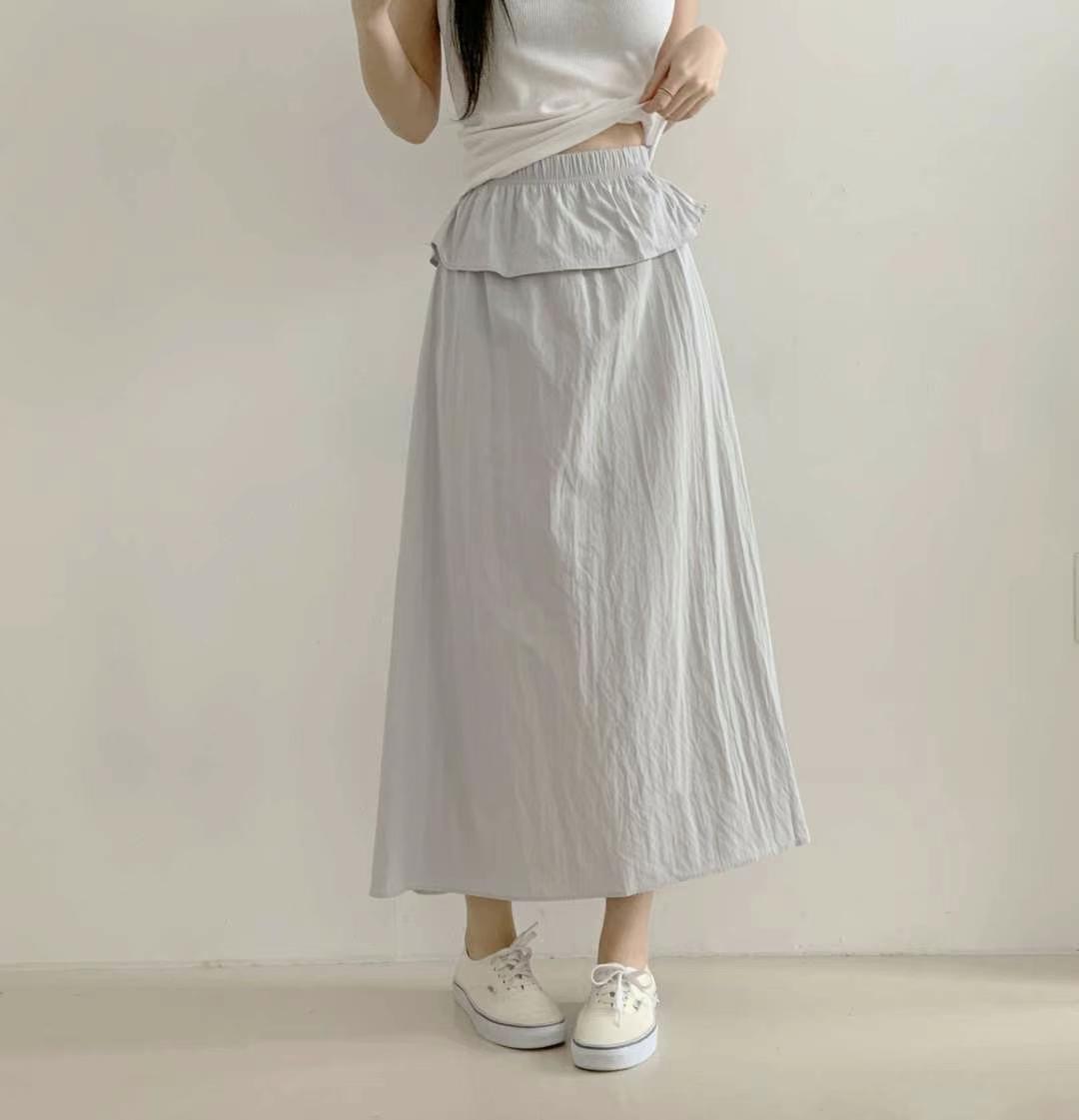 WOO SUNG東大門㊣實拍女裝新品休閑職業25春夏人氣長裙荷葉邊WOO SUNG長裙圖色2
