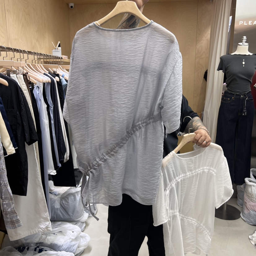 PLEASURE韓國代購㊣女士新品熱賣時尚25春夏人氣襯衫蕾絲衫PLEASURE襯衫/蕾絲衫