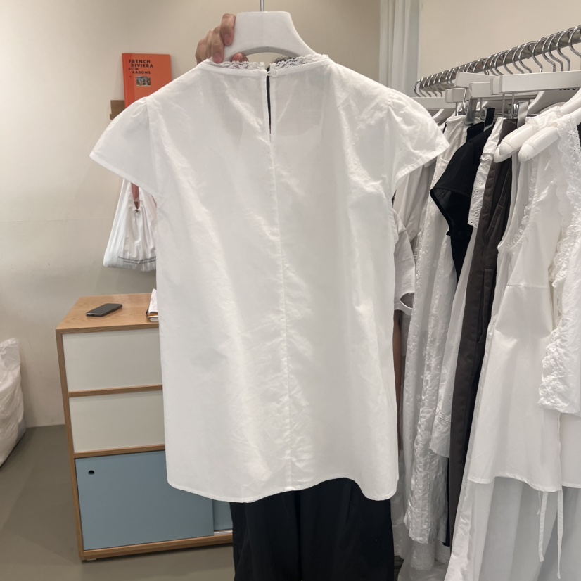ARE韓國直郵㊣女裝新款25春夏人氣休閑職業熱賣襯衫蕾絲衫刺繡ARE YOU/ARE襯衫/蕾絲衫
