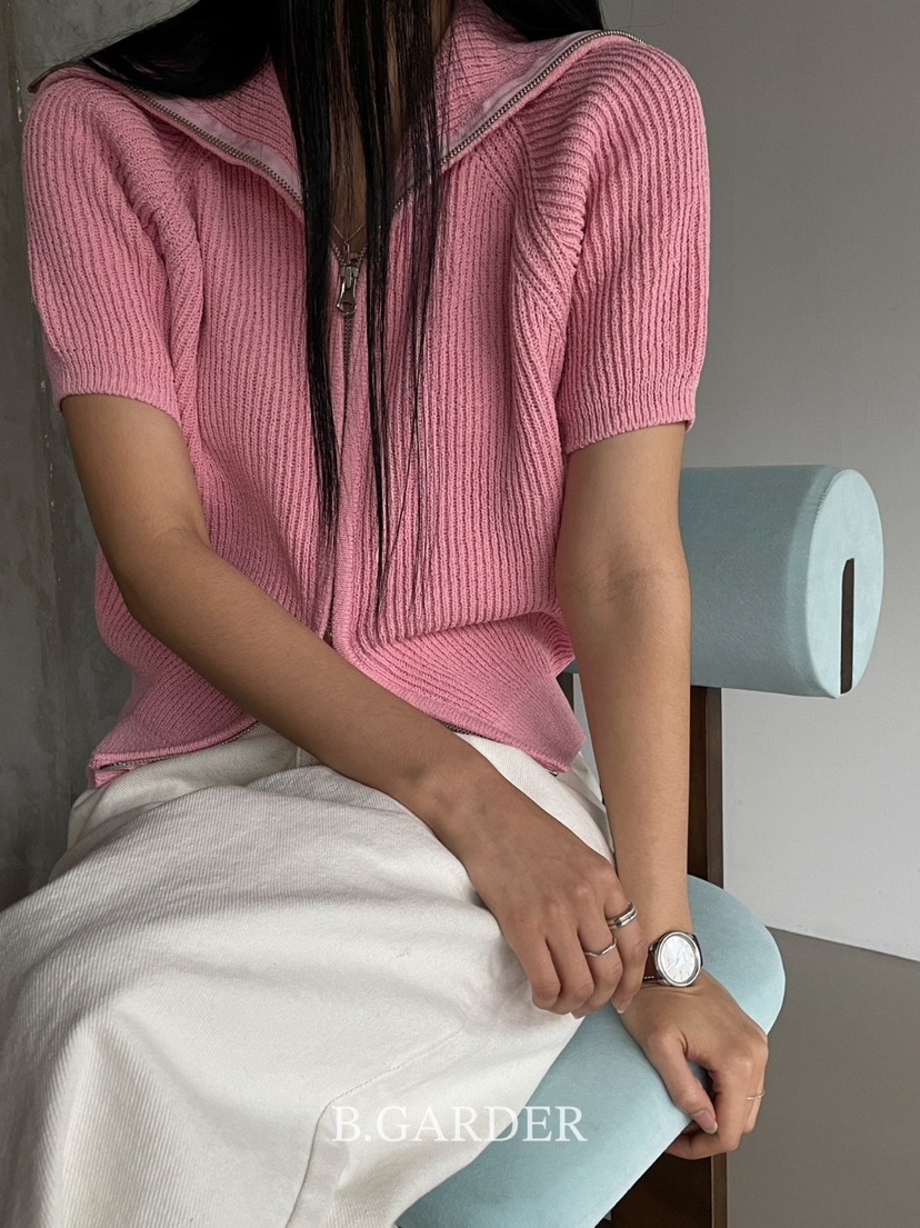 B_GARDER東大門㊣實拍女裝新品休閑推薦熱賣人氣針織衫拉鏈B.GARDER針織衫