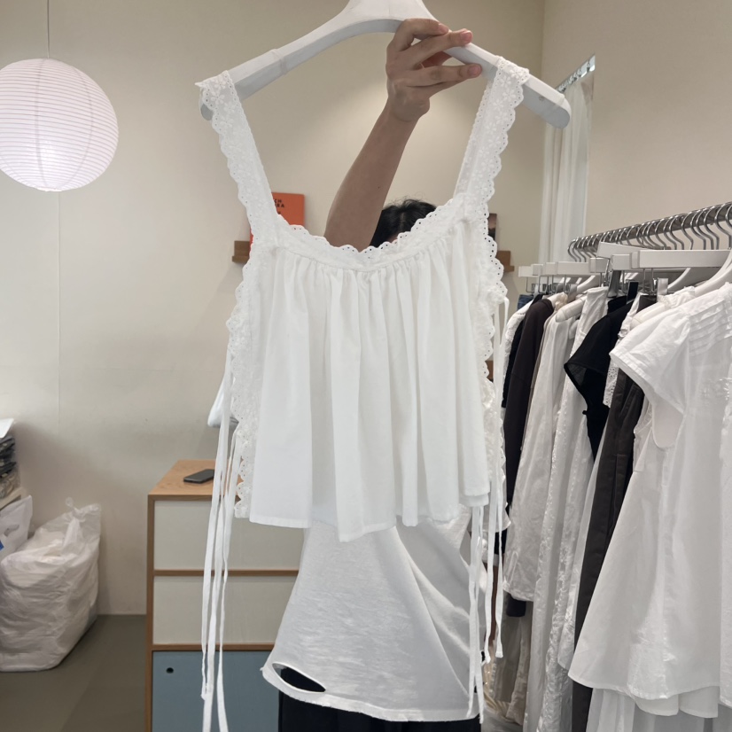 ARE韓國代購㊣女裝新品休閑人氣時尚推薦25春夏吊帶背心褶皺ARE YOU/ARE吊帶/背心