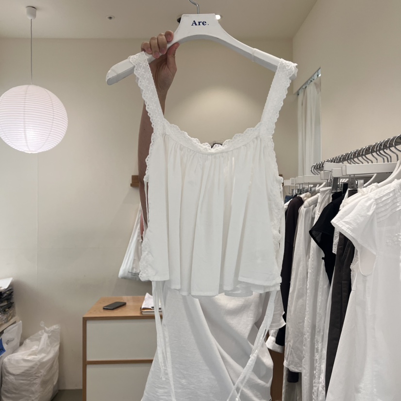 ARE韓國代購㊣女裝新品休閑人氣時尚推薦25春夏吊帶背心褶皺ARE YOU/ARE吊帶/背心