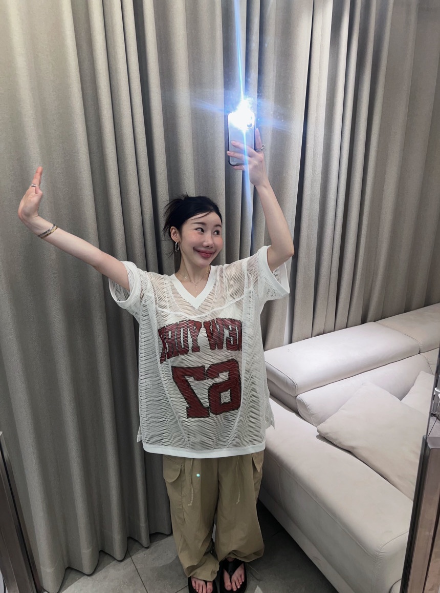 OURWAVE/OUR ROOM東大門㊣代購女裝新品熱賣職業休閑T恤網眼Our Wave/Our RoomT恤