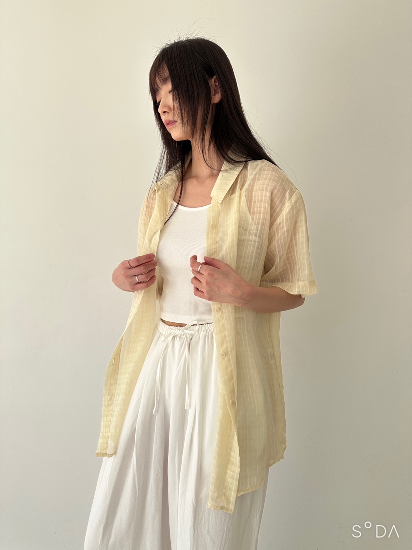 CYLINDER東大門㊣代購女裝新款時尚人氣推薦襯衫蕾絲衫格紋CYLINDER襯衫/蕾絲衫