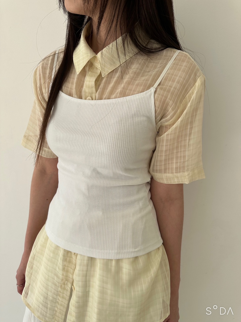 CYLINDER東大門㊣代購女裝新款時尚人氣推薦襯衫蕾絲衫格紋CYLINDER襯衫/蕾絲衫