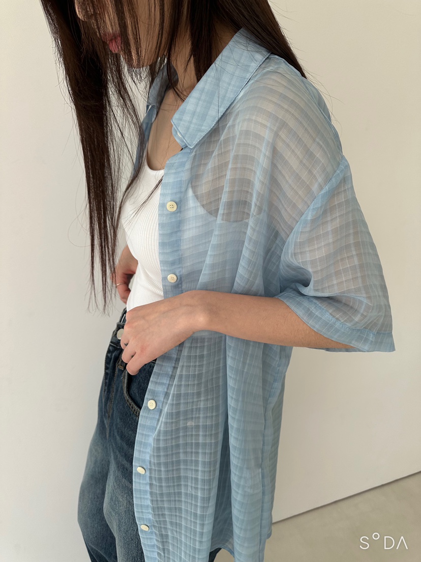 CYLINDER東大門㊣代購女裝新款時尚人氣推薦襯衫蕾絲衫格紋CYLINDER襯衫/蕾絲衫
