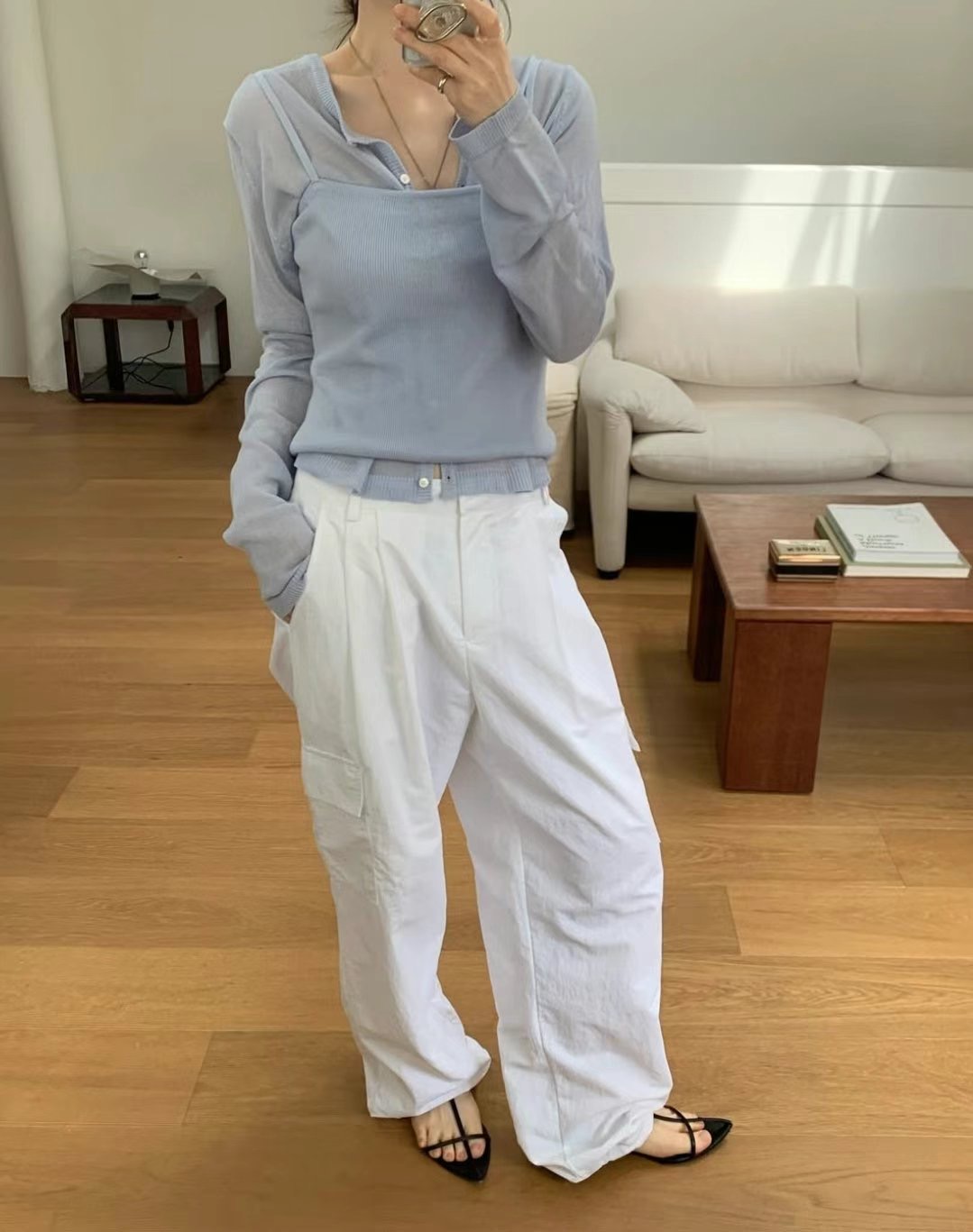 WEARRAW東大門㊣實拍女裝新款休閑熱賣時尚推薦套裝套裝透明WEARRAW套裝
