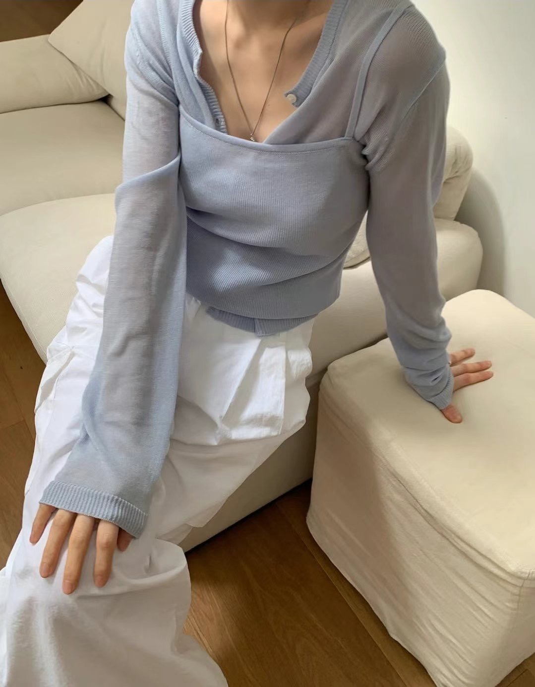 WEARRAW東大門㊣實拍女裝新款休閑熱賣時尚推薦套裝套裝透明WEARRAW套裝圖色2