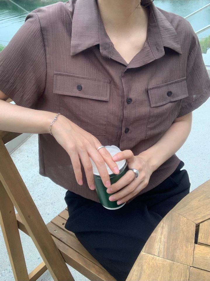 DOIT東大門㊣代購女裝新品休閑職業人氣25春夏襯衫蕾絲衫羅紋DOIT襯衫/蕾絲衫