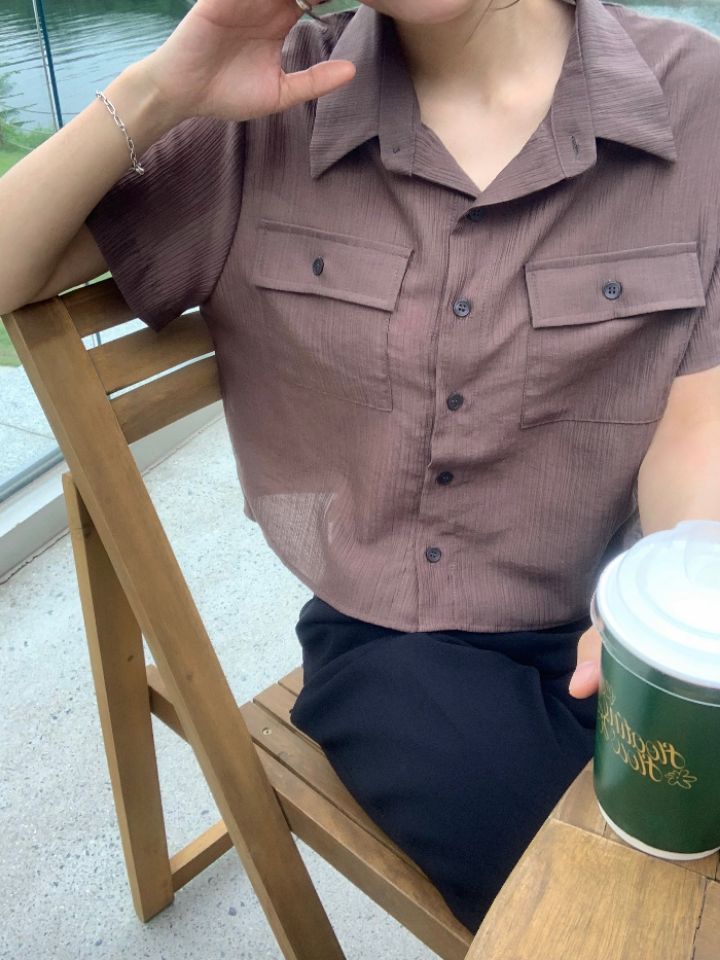 DOIT東大門㊣代購女裝新品休閑職業人氣25春夏襯衫蕾絲衫羅紋DOIT襯衫/蕾絲衫